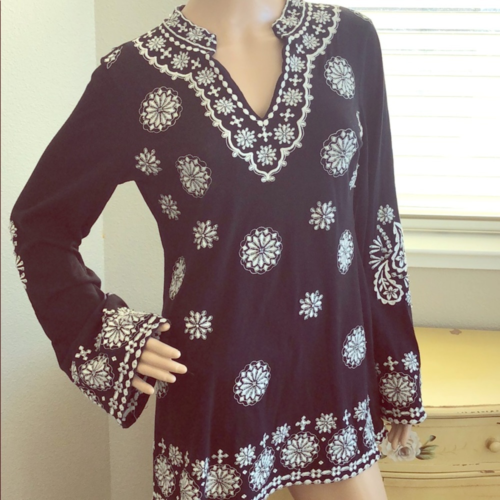Embroidered black tunic